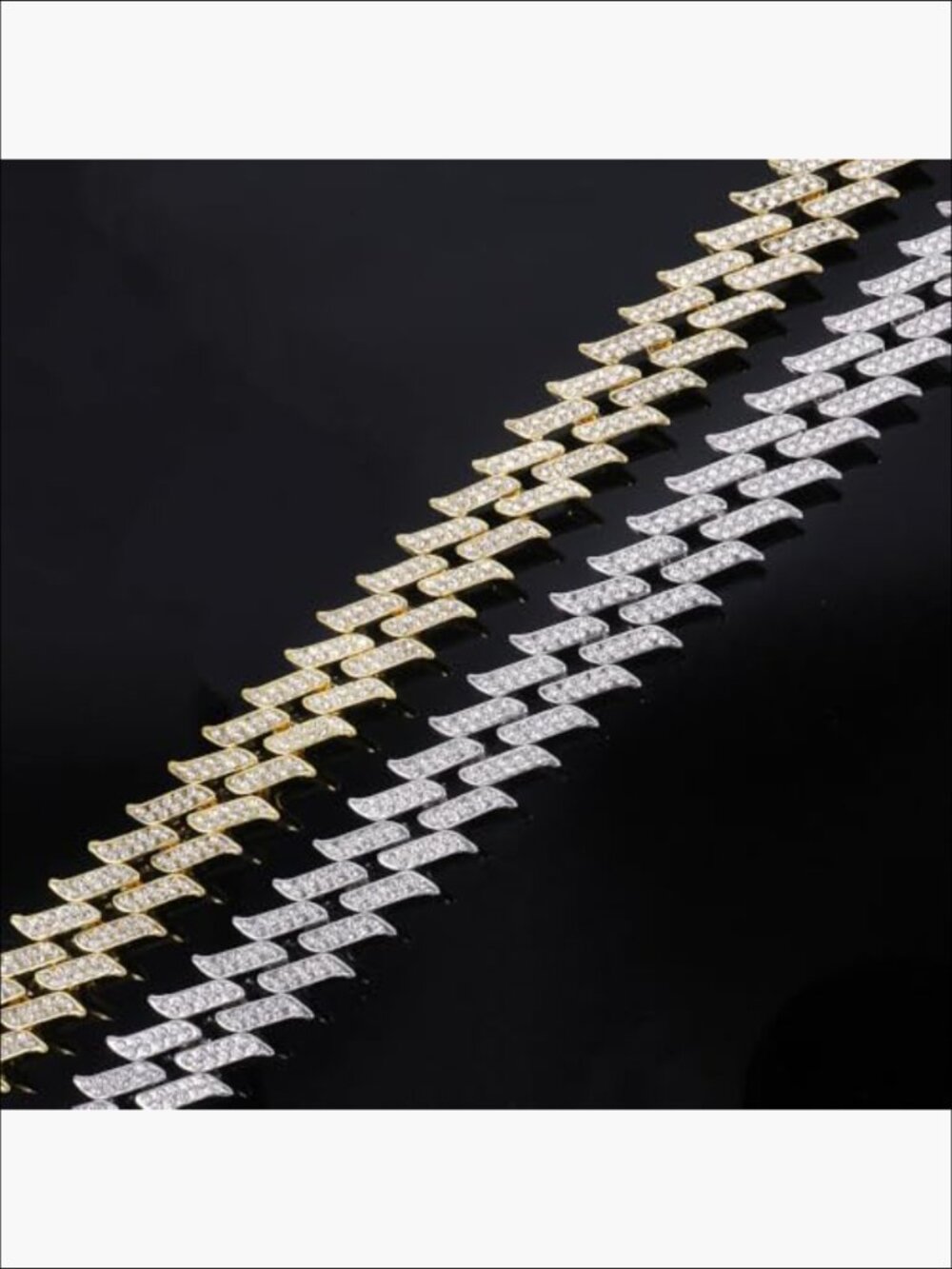 14K Gold Over S925 Thorn Cuban Link Chain Necklace with Italian 5A Zirconia - Picture 4 of 7